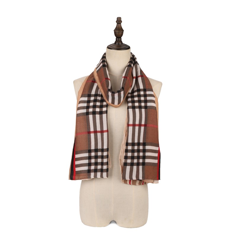 SF1568-KHAKI Striped Pattern Scarf