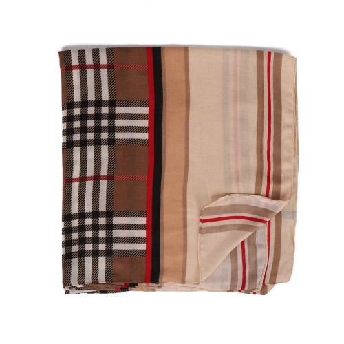 SF1568-KHAKI Striped Pattern Scarf