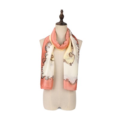 SF1569-ORANGE Ripple Stripe Pattern Scarf