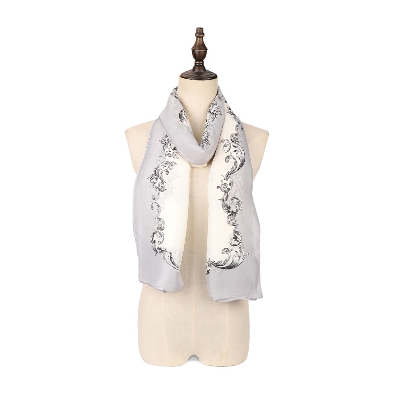 SF1569-WHITE Ripple Stripe Pattern Scarf