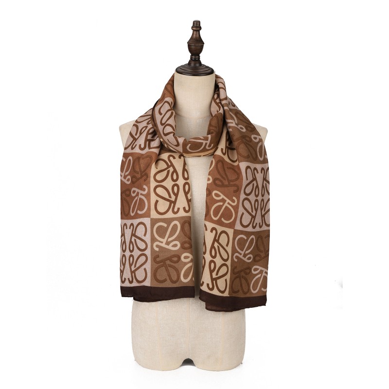 SF1570-BROWN Mysterious Line Pattern Scarf