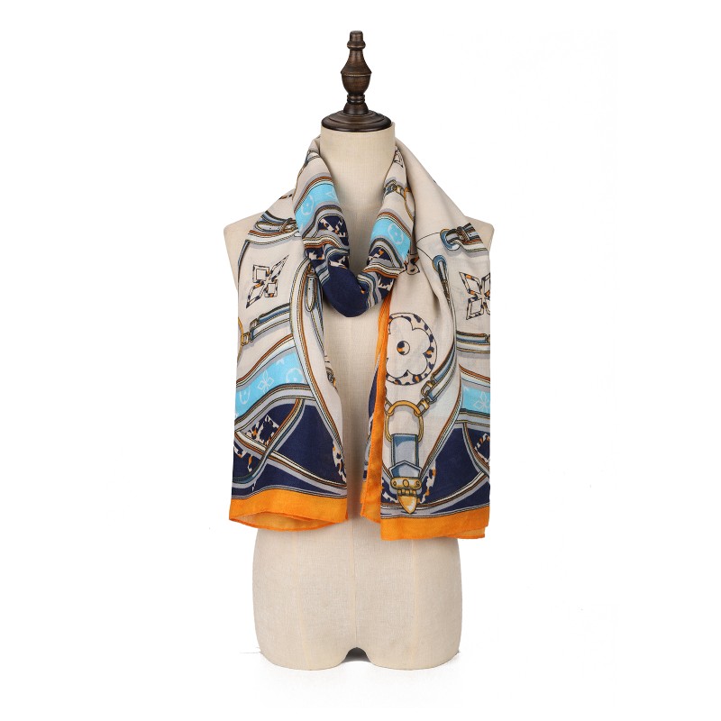 SF1572-BLUE Classic Luxury Style Scarf