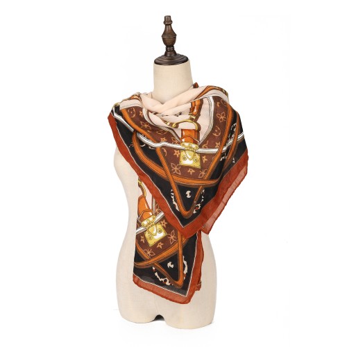 SF1572-COFFEE Classic Luxury Style Scarf