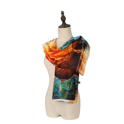 SF1573-GREEN Landscape Print Scarf