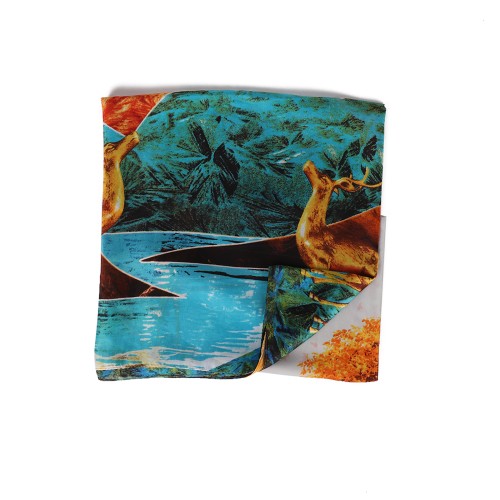 SF1573-GREEN Landscape Print Scarf