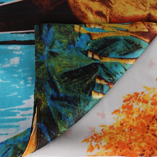 SF1573-GREEN Landscape Print Scarf