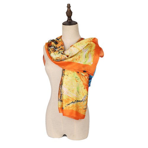SF1573-YELLOW Landscape Print Scarf