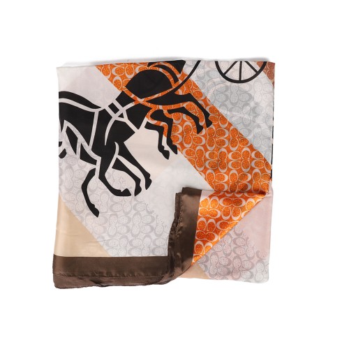 SF1574-ORANGE Horse-Drawn Print Scarf