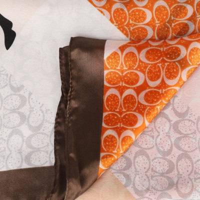 SF1574-ORANGE Horse-Drawn Print Scarf