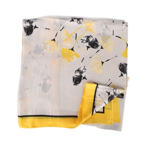 SF1575-YELLOW Ginkgo Biloba Leaf Print Scarf