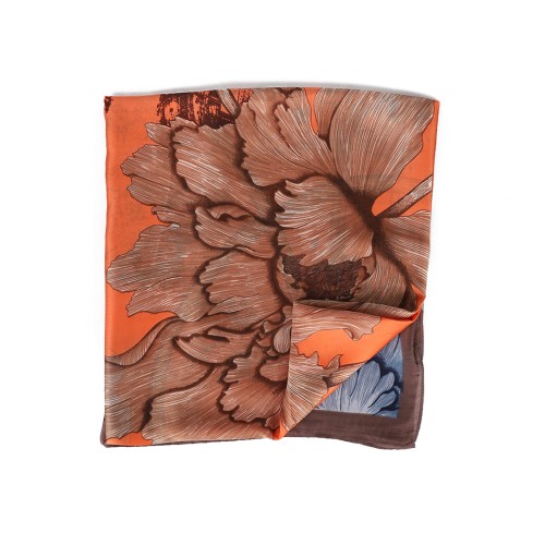 SF1578-ORANGE Flowers and Town Pattern Scarf