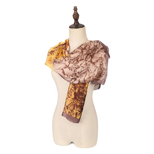SF1578-YELLOW Flowers and Town Pattern Scarf