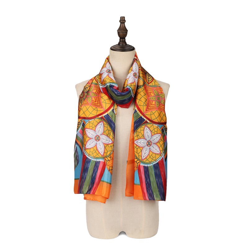 SF1579-ORANGE Gorgeous Flower Print Scarf