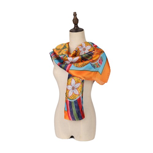 SF1579-ORANGE Gorgeous Flower Print Scarf