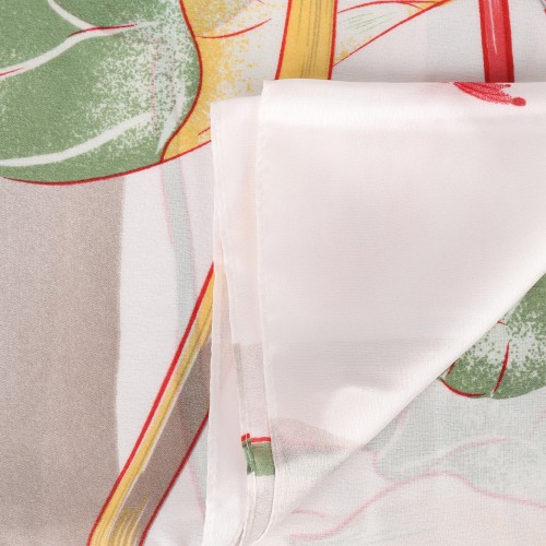 SF1580-YELLOW Koi and Lotus Leaves Pattern Scarf