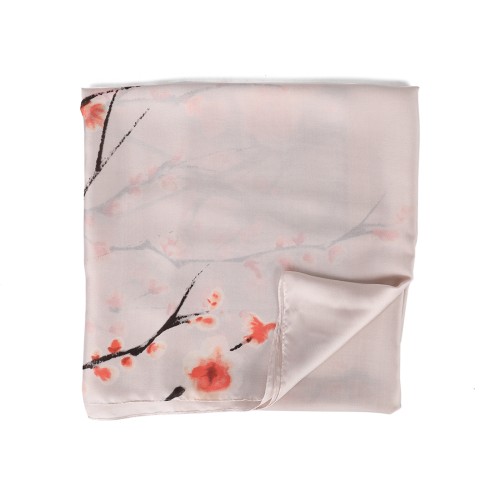 SF1584-GREY Plum Blossom Print Scarf