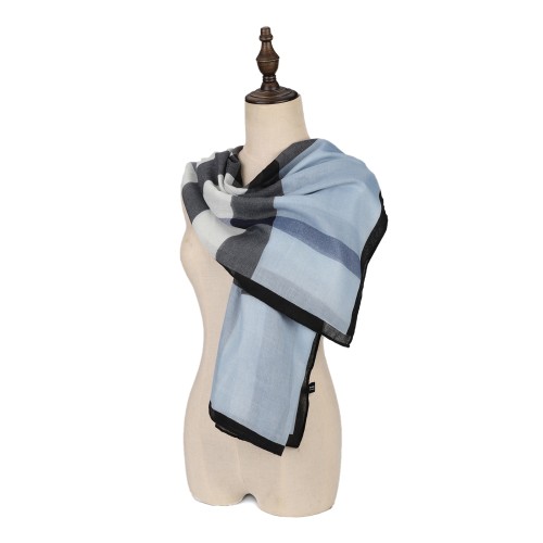 SF1587-BLUE Bold Striped Print Scarf