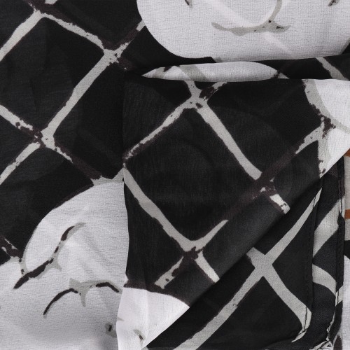 SF1588-BLACK Circles and Squares Print Scarf