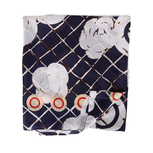 SF1588-BLUE Circles and Squares Print Scarf