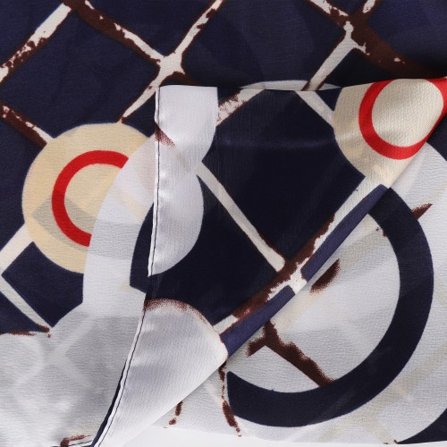 SF1588-BLUE Circles and Squares Print Scarf
