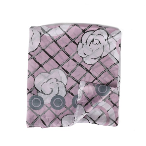 SF1588-PURPLE Circles and Squares Print Scarf