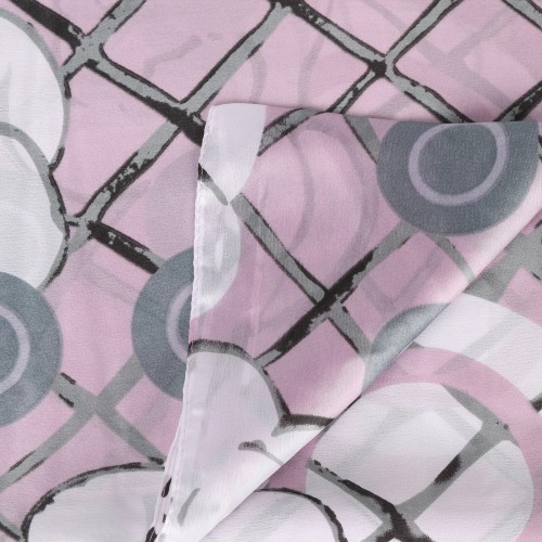 SF1588-PURPLE Circles and Squares Print Scarf
