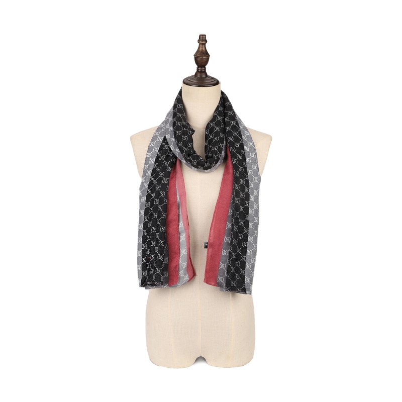SF1589-BLACK Scarves with Dense Patterns