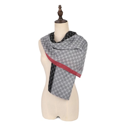 SF1589-BLACK Scarves with Dense Patterns