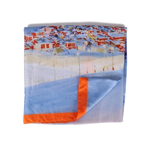 SF1603-BLUE Snow Country Landscape Scarf