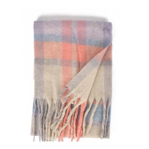SF1607-BLUE Warm Cashmere Scarf with Simple Stripes