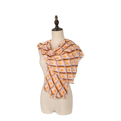 SF1608-ORANGE Dense Diamond Pattern Scarf