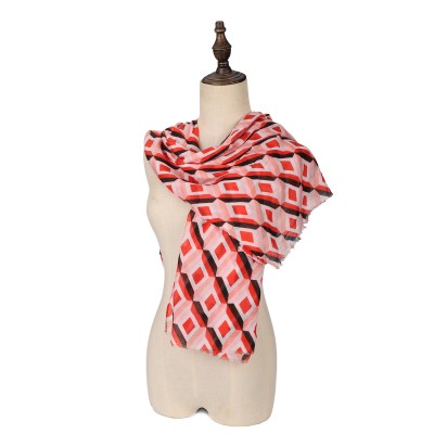 SF1608-RED Dense Diamond Pattern Scarf