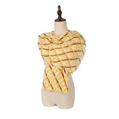 SF1608-YELLOW Dense Diamond Pattern Scarf