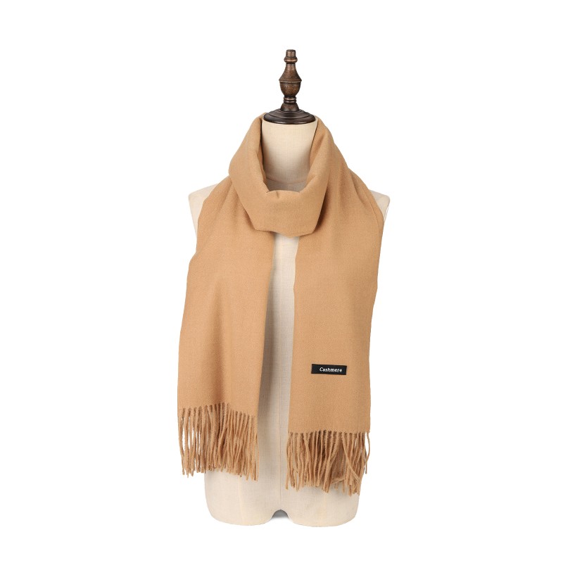 SF3803-CAMEL Solid Color Warm Cashmere Scarf
