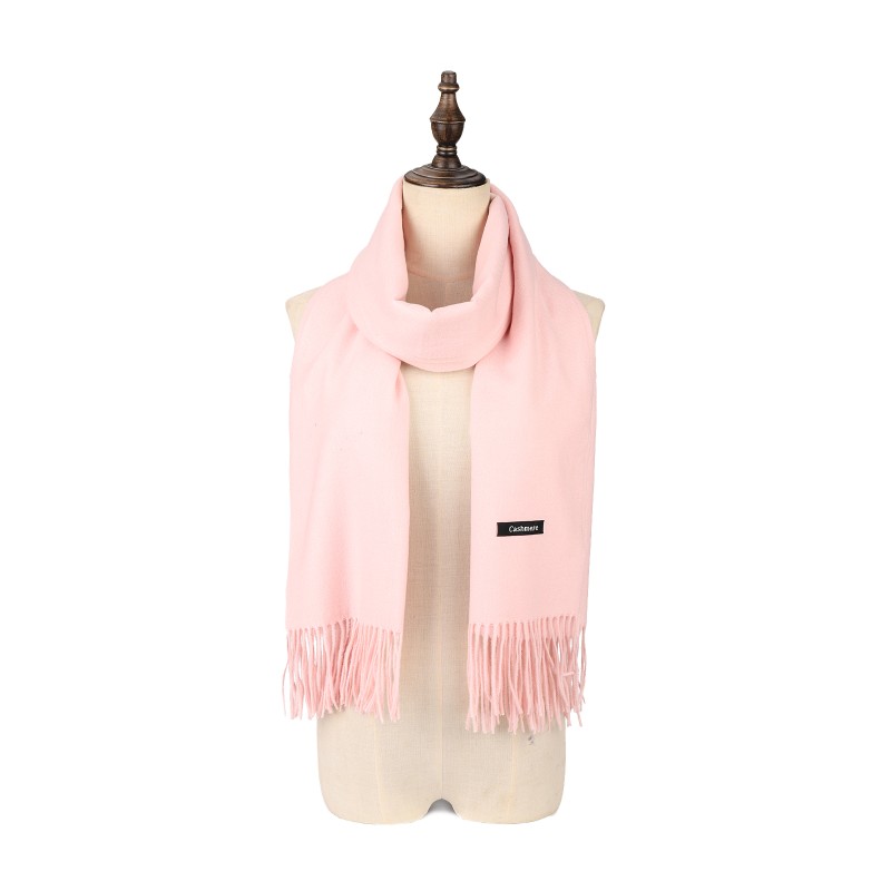 SF3803-PINK Solid Color Warm Cashmere Scarf