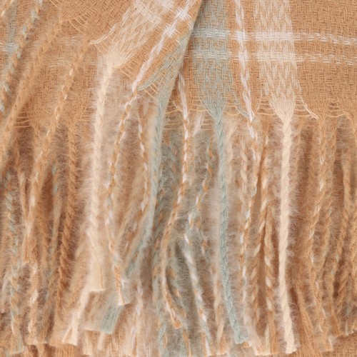 SF1616-KHAKI Fresh Striped Light Color Warm Cashmere Scarf