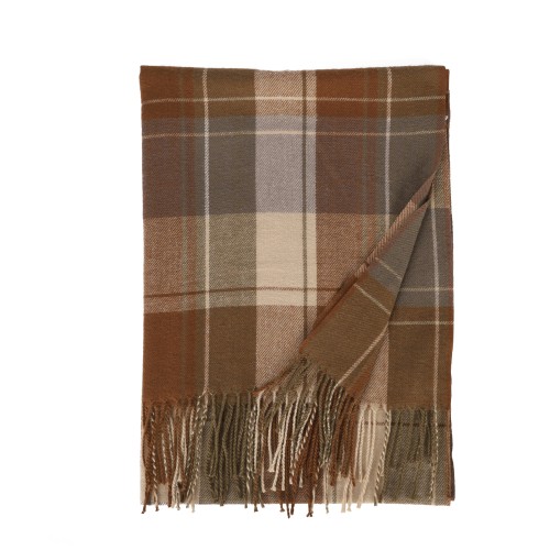 SF1618-KHAKI Contrasting Striped Plaid Warm Cashmere Scarf