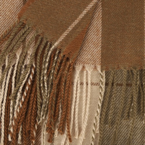 SF1618-KHAKI Contrasting Striped Plaid Warm Cashmere Scarf