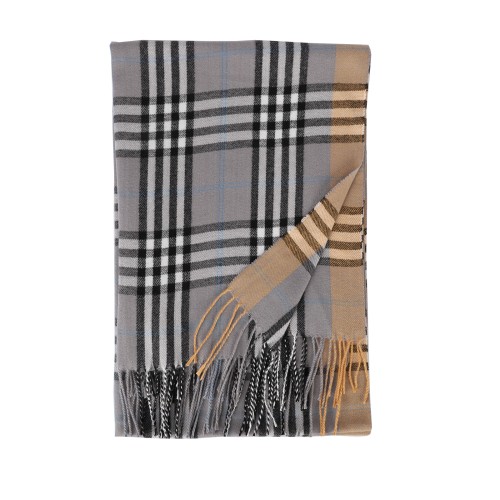 SF1620-BLUE Striped Warm Cashmere Scarf