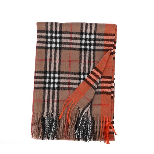 SF1620-ORANGE Striped Warm Cashmere Scarf