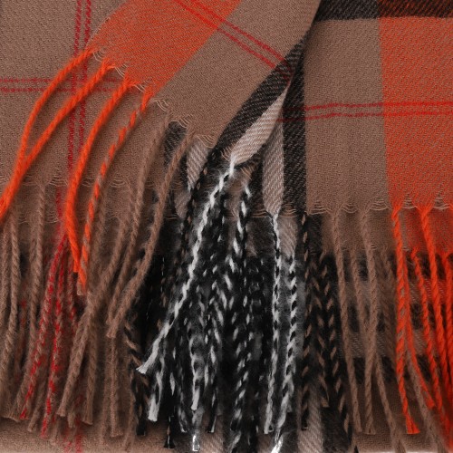 SF1620-ORANGE Striped Warm Cashmere Scarf