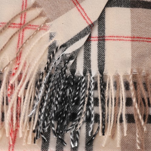 SF1620-PINK Striped Warm Cashmere Scarf