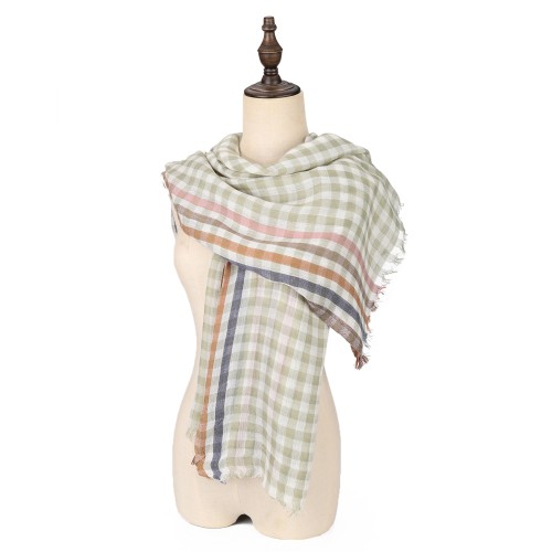 SF1625-GREEN Chequered Printed Scarf