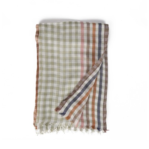 SF1625-GREEN Chequered Printed Scarf