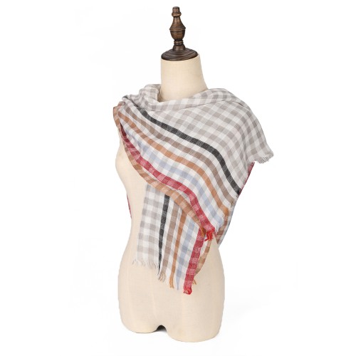 SF1625-GREY Chequered Printed Scarf