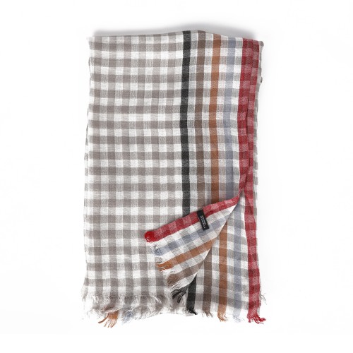 SF1625-GREY Chequered Printed Scarf