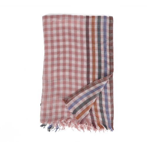 SF1625-PINK Chequered Printed Scarf