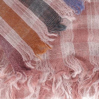 SF1625-PINK Chequered Printed Scarf