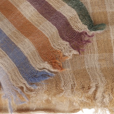 SF1625-YELLOW Chequered Printed Scarf