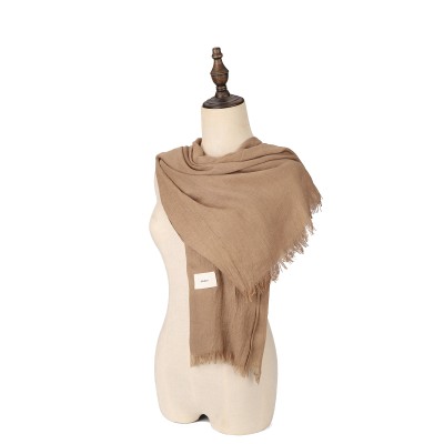 SF1626-KHAKI Solid Color Simple Style Scarf